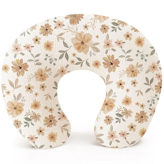 Konssy Muslin Nursing Pillow Covers, 100% Cotton Soft & Adorable Covers for Breastfeeding Pillows, Slipcovers for Newborn Baby Boys & Girls