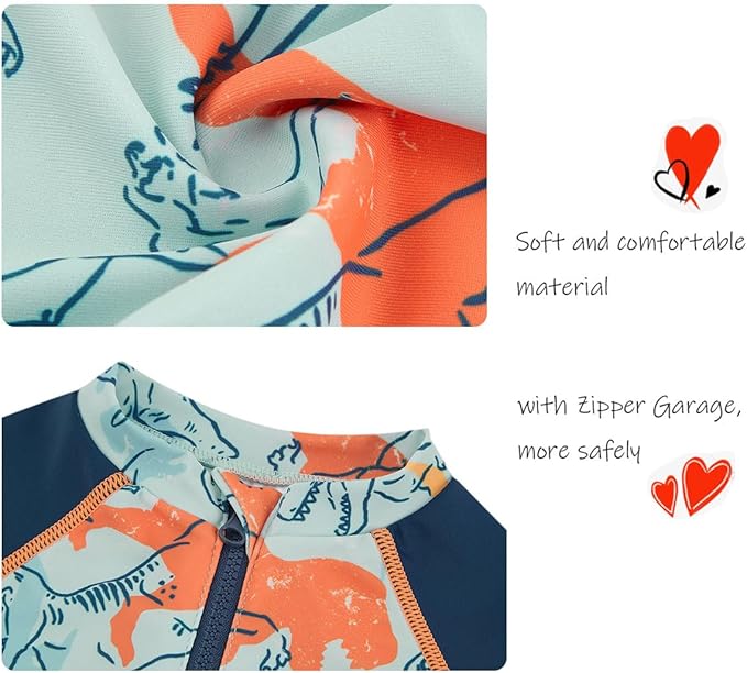 UMELOK Baby Boys UPF 50+ Sun Protection One Piece Rashguard Swimsuit with Snap Bottom