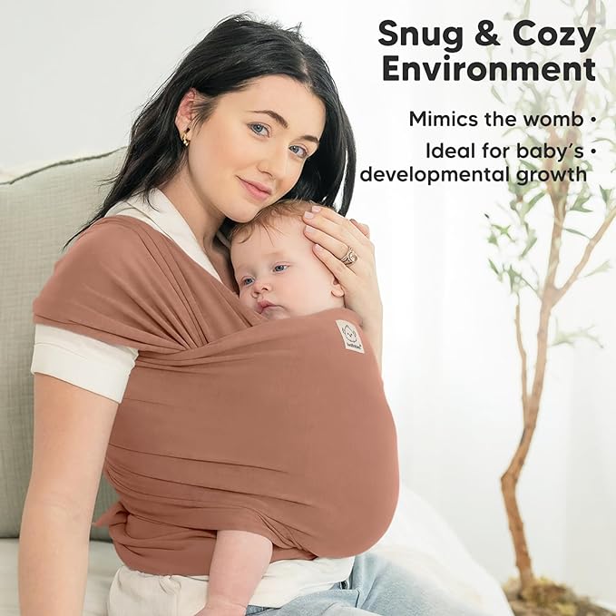 KeaBabies Baby Wrap Carrier - All in 1 Original Baby Carrier Newborn to Toddler Sling, Easy to Wear, Hands Free Bonding, Lightweight, Breathable Infant Wraps (Terracotta)