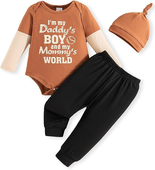 NZRVAWS Newborn Baby Boy Clothes Outfits Letter Prined Romper Pants Set Infant Baby Boy Clothing 0 3 6 9 12 18 Months