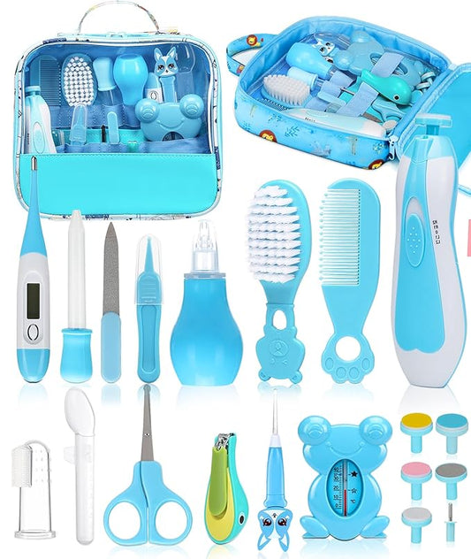 Baby Healthcare and Grooming Kit, Electric Safety Nail Trimmer Baby Nursery Kit, Newborn Care Kits with Hair Brush Comb for Newborn Infant Toddlers Baby Boys Girls Kids, Baby Shower Gifts