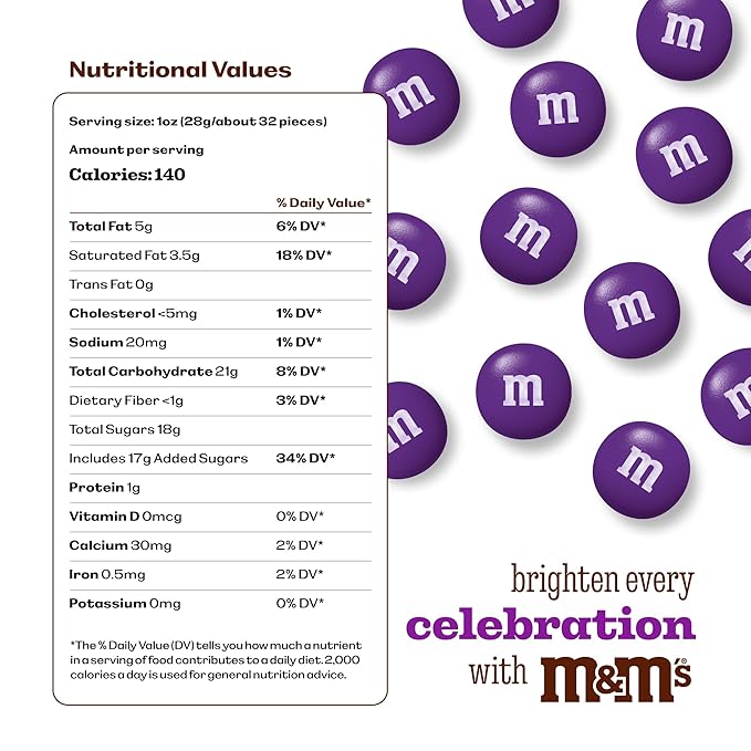 M&M’S WORLD Purple Milk Chocolate Candy 5lb Resealable Pack for Candy Bars Birthday Parties Baby Showers Mother's Day Valentine's Day Gifts Graduations Dessert Tables and Party Favors