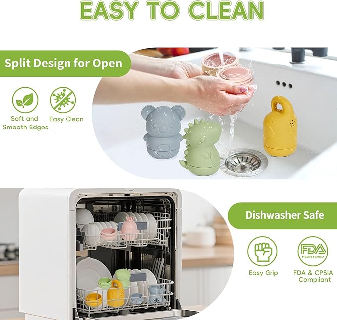 Baby Bath Toys 9PCS Mold Free Bath Toys for Kids Ages 1-3 Bathtub Water Toys with Easy Clean Silicone Bath Toy for Babies 6-12 Months and Safe Bath Boats, Baby and Toddler Christmas Stocking Stuffers