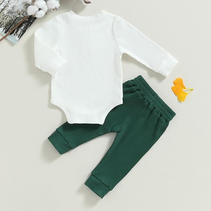 Newborn Baby Boy Girl Clothes Ribbed Knitted Long Sleeve Romper Pants Solid Cotton Infant Fall Winter Outfits 2Pcs