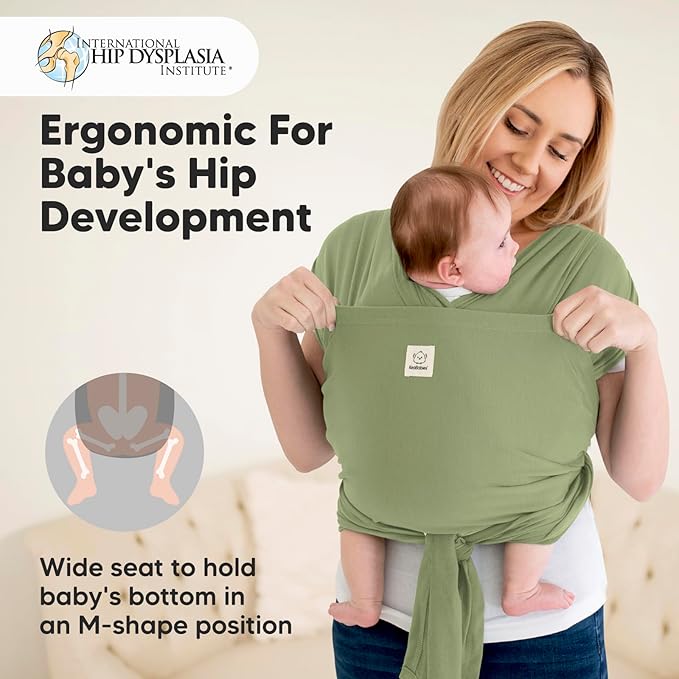 KeaBabies Baby Wrap Carrier Ring Sling - Easy to Wear, Adjustable D-Lite Baby Carrier Newborn to Toddler, Infant Carrying Shirt, Hands Free Bonding, Breathable Fabric Wearing Wrap (Dusty Olive)