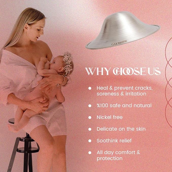 The Orginal Silver Nursing Cups – Silver Nipple Shields for Breastfeeding - Nipple Guards Protector for Breastfeeding - Nipple Shields for Nursing Newborn – Nickel Free – 925 Silver