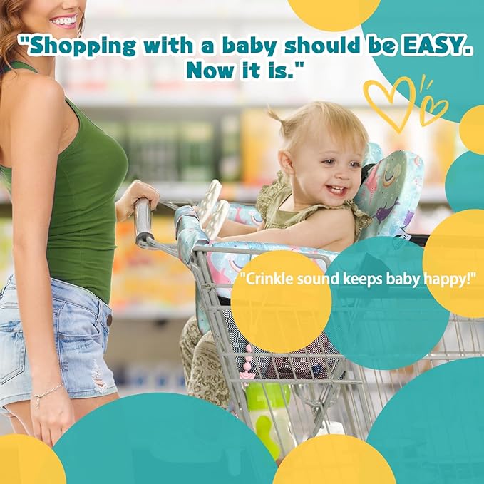 Premium Baby Shopping Cart Cover & High Chair Seat Protector - Universal Fit for Grocery Carts, Restaurant Chairs,Restaurant Seats, and Park Swings-Girl & Boy(Ocean Blue)