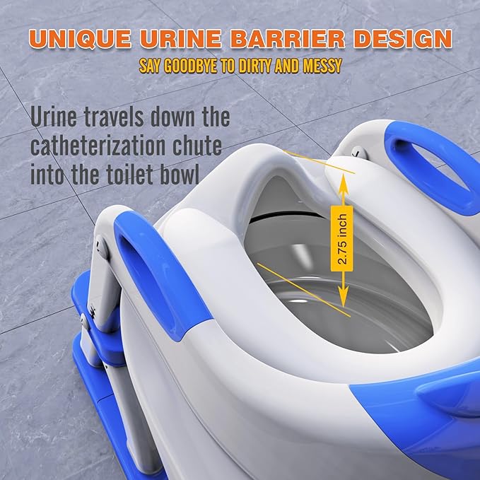 Potty Training Seat, SKYROKU Upgrade Toddler Toilet Seat for Kids Boys Girls, 2 in 1 Potty Training Toilet, Splash Guard Anti-Slip Pad Step Stool,New Sector-Shape Stabilized Base (Dark Blue)