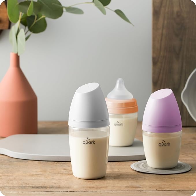 BuubiBottle Max Slow Flow Bottle for Newborn Babies by Quark - with Anti-Colic RealFeel Nipple to Simulate Breastfeeding - BPA-Free, PVC-Free, Toxin-Free - 8 Oz Bottle with Lid, 2 Pack - Orange