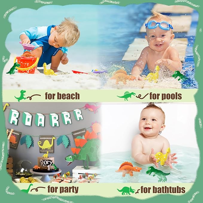 Dinosaurs for Toddlers 1-3 No Hole Dinosaur Bath Toys for 6-18 Months - 3Pcs Bath Toys with Storage Bag - Dino Bath Toy 1-4 Year Old Kids Gifts