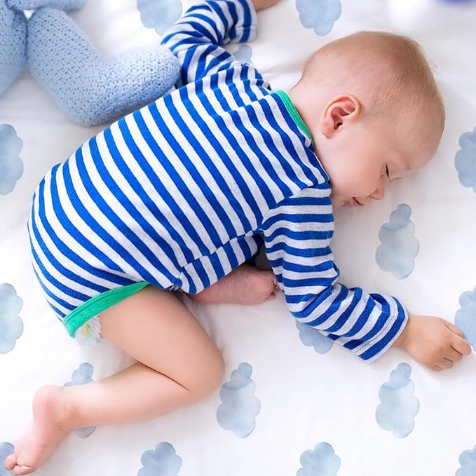 Gllquen Baby Bassinet Sheets 4 Pack, Breathable Cozy Fitted Mattress Sheet, Elastic Travel Crib Fashionable Pattern, Standard Cradle Safe Sheets for Babys Boy Girls 32"x16" (Pigeon)