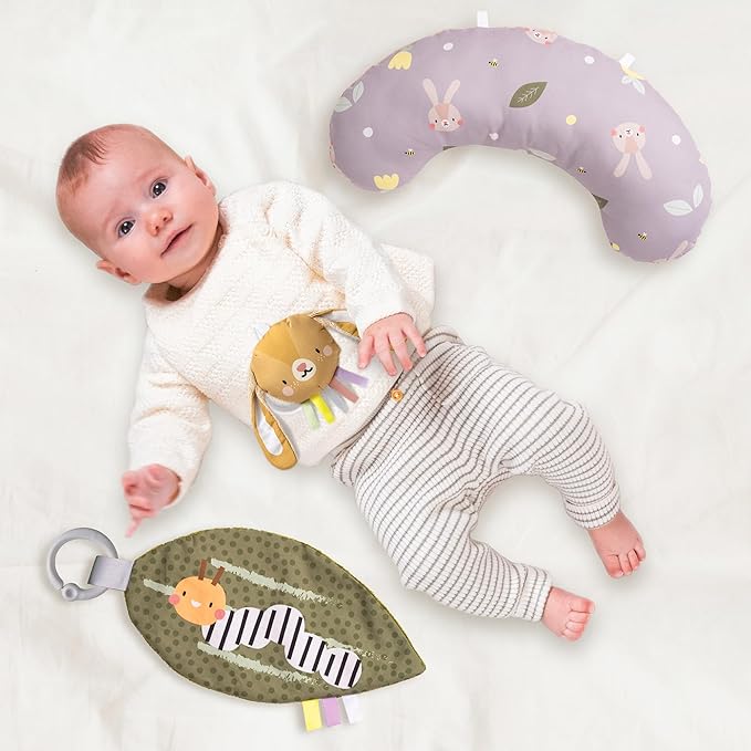 Taf Toys Tummy Time Training Set, Tummy Time Development cushion 0-3 months,Rattle Bunny, Crinckle Leaf Toys Development, Newborn Development ergonomic tummy time toy Baby Toys 0-6 Months Sensory Toys