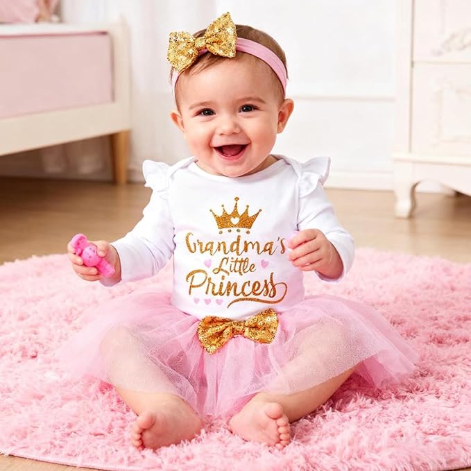 Newborn Baby Girl Outfits Infant Letter Print Romper+Tutu Skirt+Headband+Legging Warmer Coming Home Clothes Set