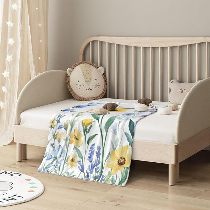Baby Blanket Botanical Flower Watercolor Floral for Boy Girl Newborn 30x40 Inch Toddler Infant Nursery Throw Blankets Double Layer Comfy Soft Plush Stroller Crib Quilt