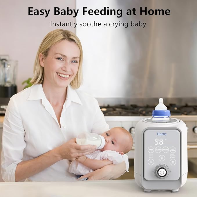 Swirlable Baby Bottle Warmer 3 Mins Fast Bottle Warmer 9 in 1 Bottle Warmer for Breastmilk & Formula Accurate Tempertature Control Milk Warmer for Baby with Night Light for Bedroom