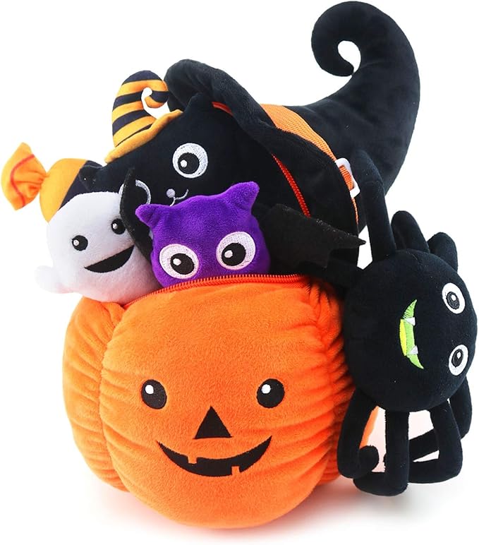 Teytoy My First Pumpkin Playset, Nontoxic Fabric Baby Cloth Activity Crinkle Together Playset, Party Decoration for Infants Boys and Girls