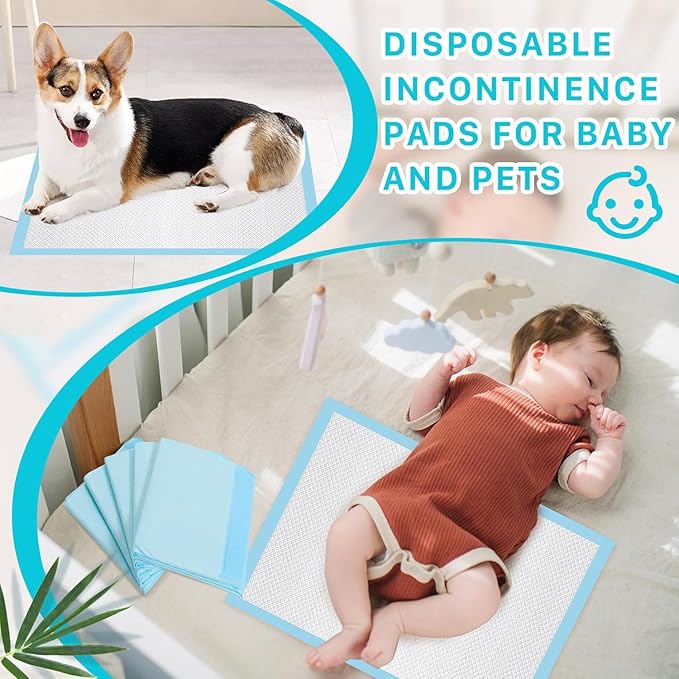 50 Pack Disposable Changing Pads,17 x 24 inch Baby Disposable Underpads,Ultra Absorbent Diaper Changing Pads,Leak-Proof Breathable Underpads,Waterproof Pets Pee Dogs Pad