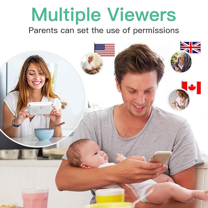 Smart Video Baby Monitor with Camera and Audio,Dual Mode,WiFi On/Off Switch,2.8inch Display,App,1080p Camera,1500ft Long Range,Night Vision,2-Way Talk,AI Baby Growth Album Function