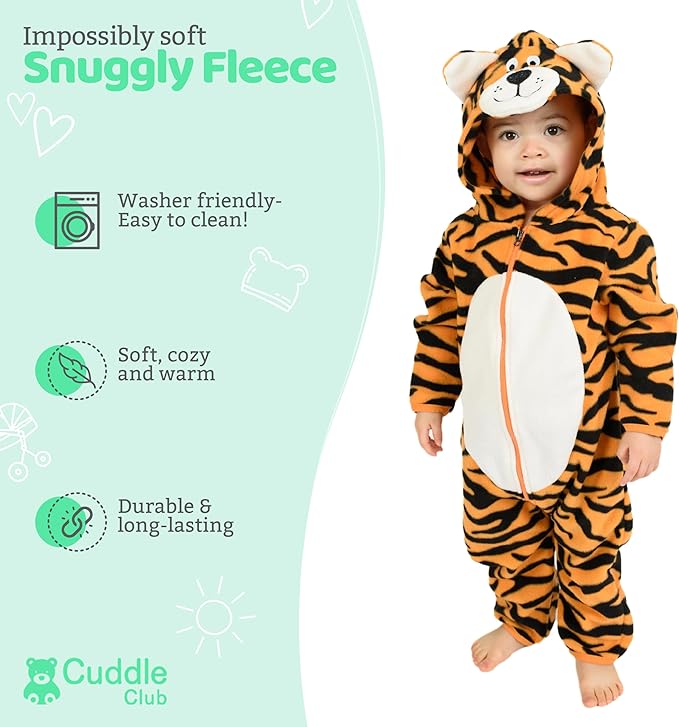 Cuddle Club Fleece Baby Bunting Bodysuit with Hood, Convertible Mittens & Booties, Car Seat Friendly, Soft & Warm, Easy Zip