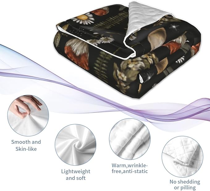 Baby Blanket Vintage Magic Mushroom Leaf Forest for Boy Girl Newborn 30x40 Inch Toddler Infant Nursery Throw Blankets Double Layer Comfy Soft Plush Stroller Crib Quilt