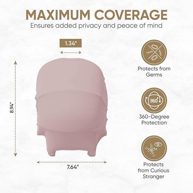 MOZAH Baby Multi-Use Cover: 9-in-1 Baby Car Seat Cover, Nursing Cover, Grocery Cart Cover & More, Breastfeeding Must Haves First Time Mom on Baby Registry (Pale Mauve, Dusty Pink)