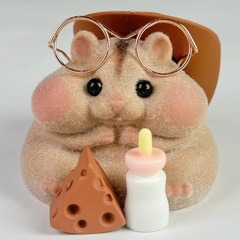 Handmade Taba Squishy Hamster Toy, Cute Squishy Hamster Fidget Toy, Realistic Hamster Toy, Soft Silicone Mochi Furry Toy, Stress Relief Gift for Adults & Kids, Sensory Anxiety Plushie(Brown)