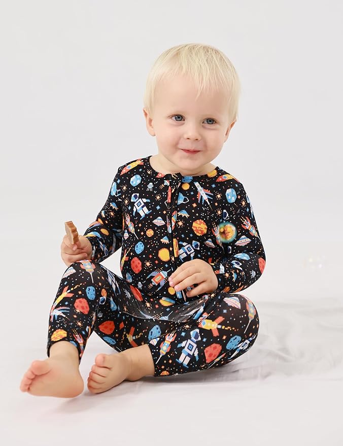 Footless Pajamas Baby Boy Girls, Viscose from Bamboo Baby Pajamas, Two Way Zipper Sleepers, Newborn Pjs