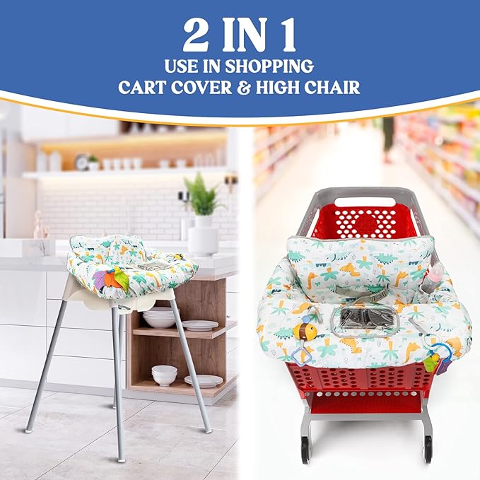 PILLANI Shopping Cart Cover for Baby, High Chair Cover for Restaurant Seat - Grocery Cart Cover for Baby Girl and Boy, Comfortable Cotton Buggy Covers for Babies - Padded Toddler Shopping Cart Cover