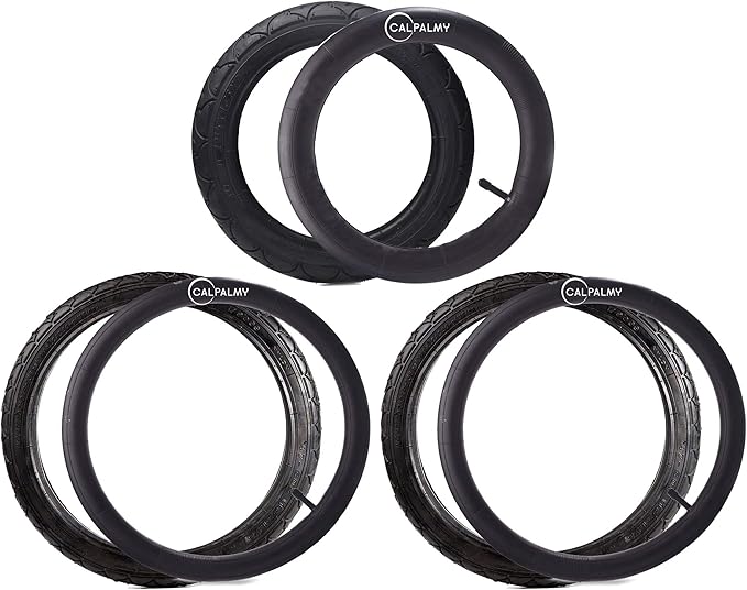 16" Back and 12.5" (2+1) Front Wheel Replacement Inner Tubes and Tires | Compatible with BoB Stroller Tire Revolution SE/Pro/Flex/SU/Ironman - Made from BPA/Latex Free Premium Quality Butyl Rubber