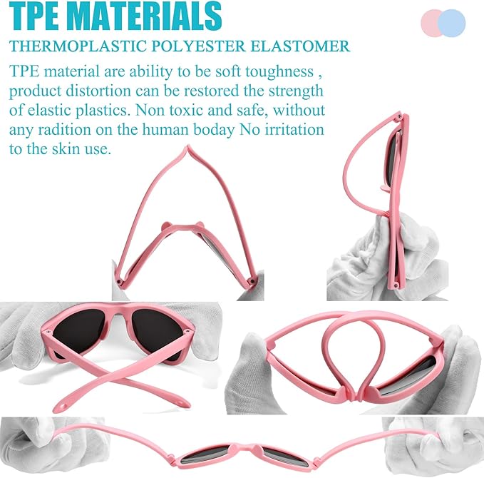 COASION Bendable Flexible Polarized Newborn Baby Sunglasses with Strap for Infant Boys Girls Age 0-12 Months CA8042