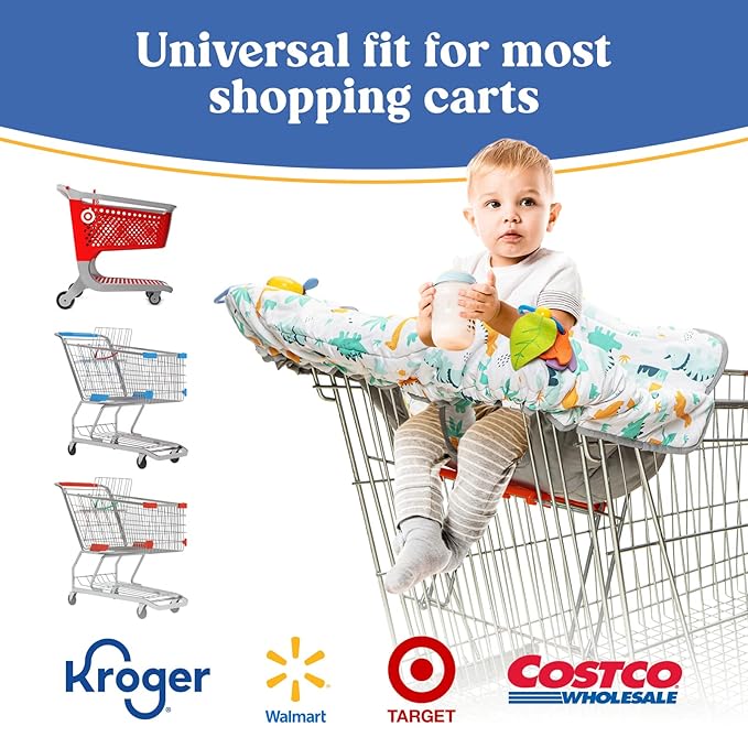 PILLANI Shopping Cart Cover for Baby, High Chair Cover for Restaurant Seat - Grocery Cart Cover for Baby Girl and Boy, Comfortable Cotton Buggy Covers for Babies - Padded Toddler Shopping Cart Cover