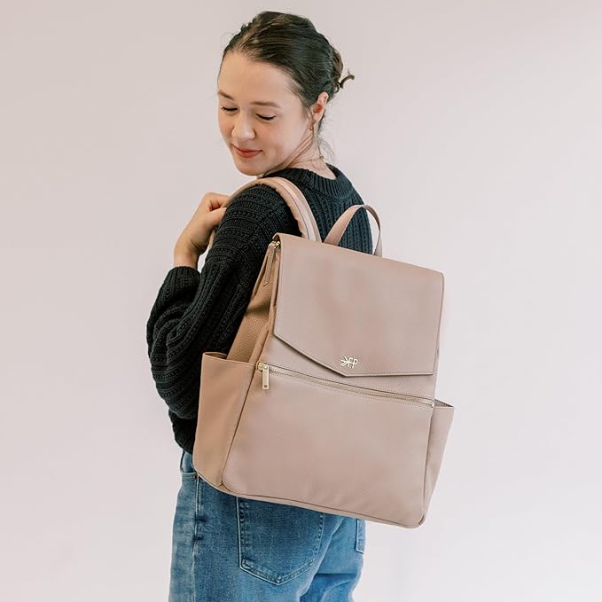 Freshly Picked Classic II Diaper Bag Backpack, Wipeable Vegan Leather With Changing Pad, Convertible (Fig V2)