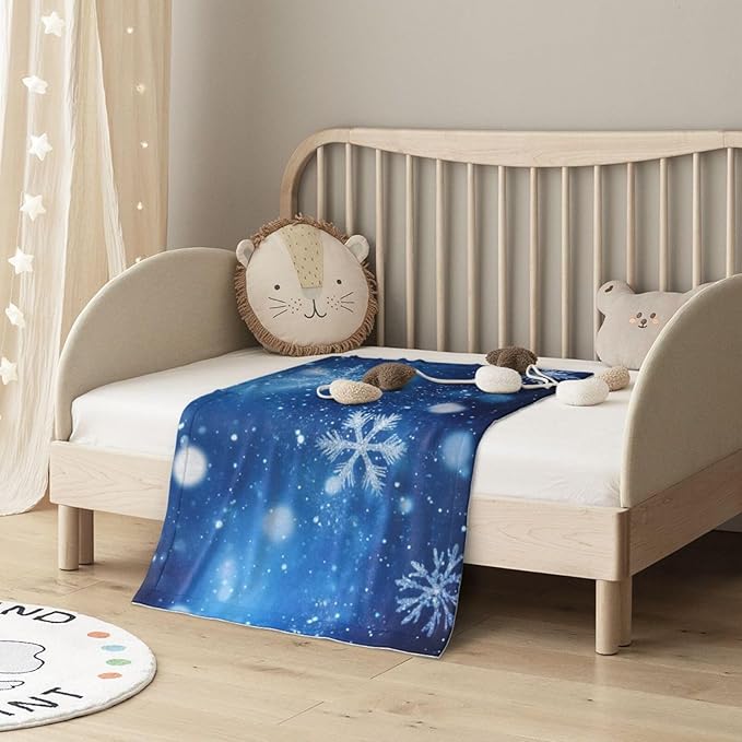Baby Blanket Snowflake Snow Christmas Pattern Winter for Boy Girl Newborn 30x40 Inch Toddler Infant Nursery Throw Blankets Double Layer Comfy Soft Plush Stroller Crib Quilt