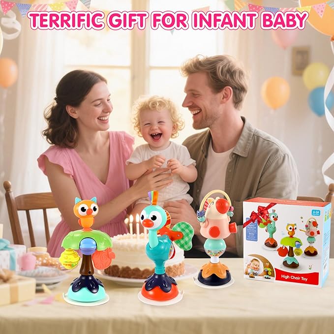 Baby Toys 6-12 Months 3PACK High Chair Scution Cup Toys Rattle Toys for Babies 12-18 Months Baby Tray Infant Toy for 6 9 12 18 24 Months Newborn Gifts for 1 2 Year Olds Boys Girls Kids Birthday Xmas