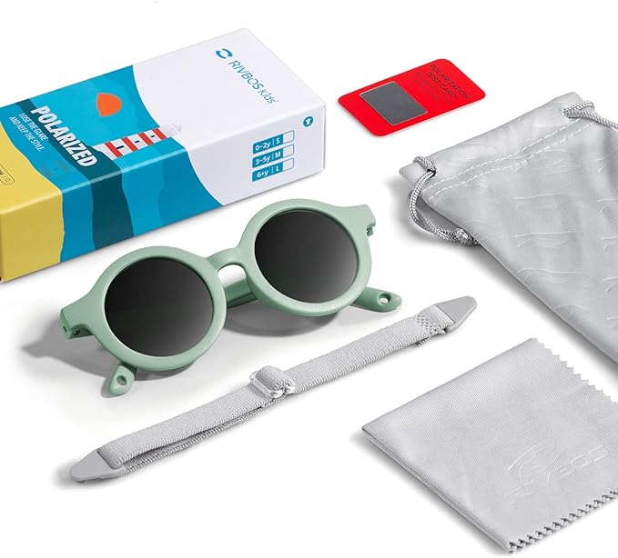 RIVBOS Baby Wrap Polarized UV400 Sunglasses - Soft Frame with Secure Strap for Infant and Newborn (0-24 Months) RBK069