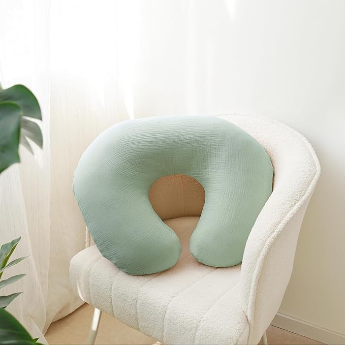 2-Pack Muslin Nursing Pillow Covers, Breathable 100% Cotton Breastfeeding Pillow Slipcovers for Standard Nursing Pillows, Soft Covers for Baby Girls and Boys with Zipper