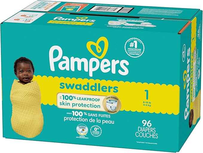 Pampers Baby Diapers - Swaddlers - Size 1, 96 Count, Ultra Absorbent Disposable Infant Diaper