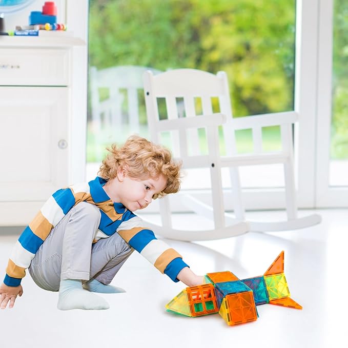 STEM Magnetic Tiles 70pcs, Montessori Sensory Building Blocks for Toddlers Ages 3+ Educational Construction Toys with Stacking Blocks, Creative Learning for Boys & Girls