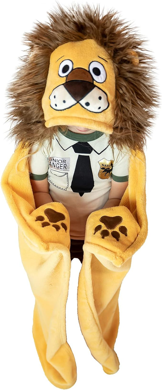 Lazy One Wearable Hooded Blanket for Kids, Animal Hooded Blanket (Lion)