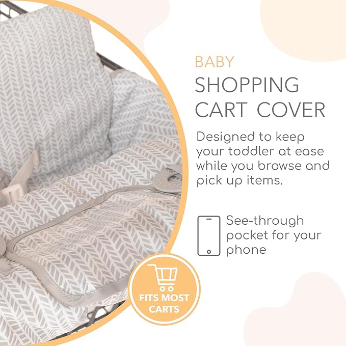 2-in-1 Cushy High Chair Cover and Shopping Cart Cover for Baby, Comfortable Cover for Grocery Cart, Universal Fit Cart Cover for Babies, Includes Storage Pouch - Little Arrows