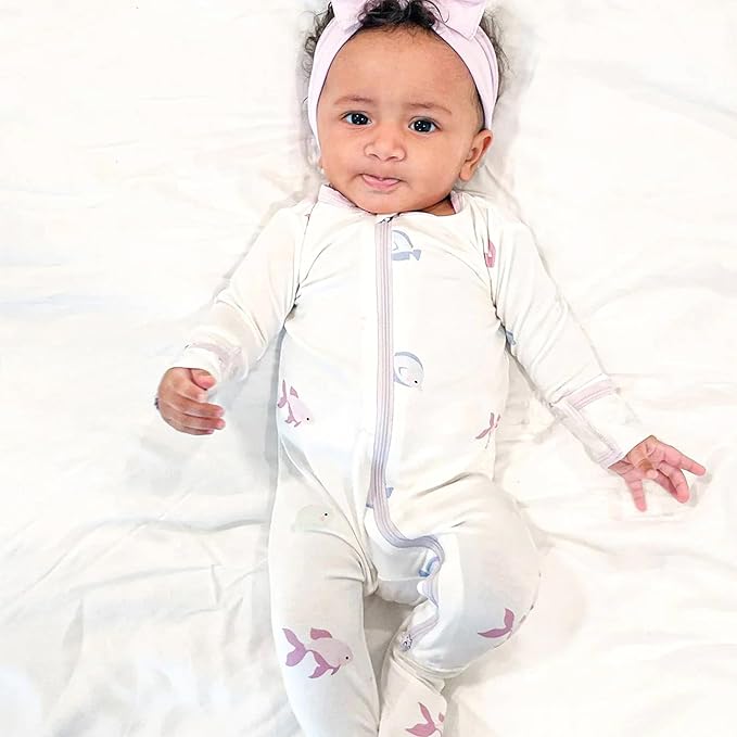 Bamboo Little Soft Baby Footie Pajamas, Baby Clothes, Newborn Sleepers, 95% Viscose and 5% Spandex, 0-24 Months