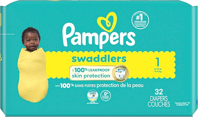 Pampers Baby Diapers - Swaddlers - Size 1, 32 Count, Ultra Absorbent Disposable Infant Diaper