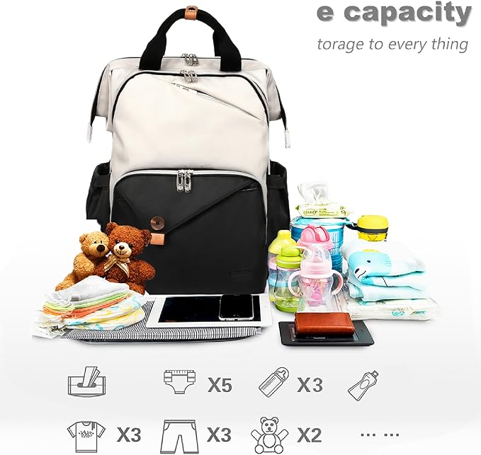 Hap Tim Baby Diaper Bag for Boys Girls, Large Backpack Diaper Bags with Double Compartments, Baby Registry Search Shower Gifts Stuff Newborn Must Haves(7340-BH)