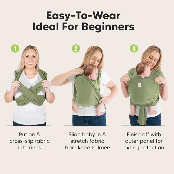KeaBabies Baby Wrap Carrier Ring Sling - Easy to Wear, Adjustable D-Lite Baby Carrier Newborn to Toddler, Infant Carrying Shirt, Hands Free Bonding, Breathable Fabric Wearing Wrap (Dusty Olive)