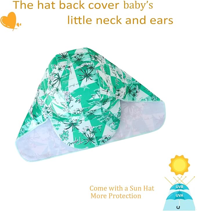 UMELOK Baby Boys UPF 50+ Sun Protection One Piece Rashguard Swimsuit with Snap Bottom