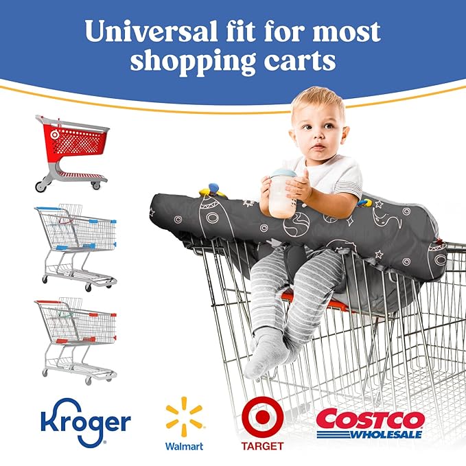 PILLANI Shopping Cart Cover for Baby, High Chair Cover for Restaurant Seat - Grocery Cart Cover for Baby Girl and Boy, Comfortable Cotton Buggy Covers for Babies - Padded Toddler Shopping Cart Cover