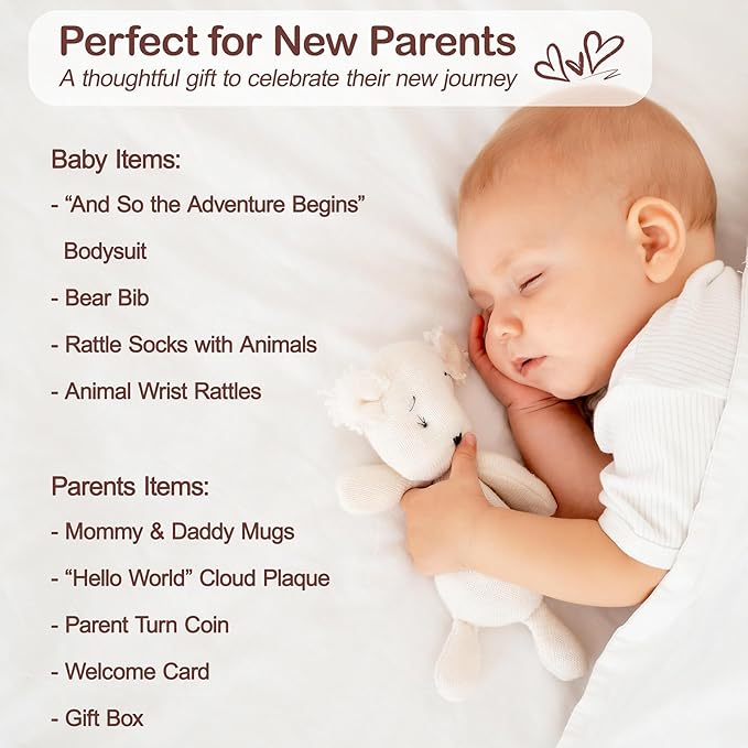 Breezy Valley New Parents Gender Reveal Gifts for Couples - Baby Shower Gifts for New Mom and Dad, First Time Mommy Daddy Mug Gift Set, Pregnancy Gift for Expecting Mom Dad to Be, Baby Gift Basket