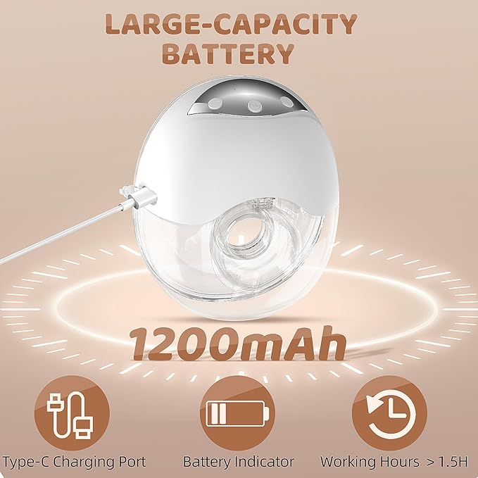 Hands Free Breast Pump, Wearable Breastfeeding Pump, Portable Electric Breast Pump with 4 Modes & 12 Suction Levels, Soft Doublefit Flange Inserts 19/21/24mm, Low Noise, Smart Display, 2-Pack