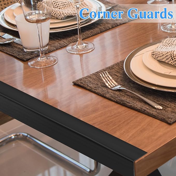 Sasylvia 10 Pcs Wall Corner Protector Guards, Vinyl 1 x 36 Inch Corner Trim Molding, Avoid Scratching Scuffs, Ease Install and Cleaning for Door Countertop Furniture Cabinet Protection, Black