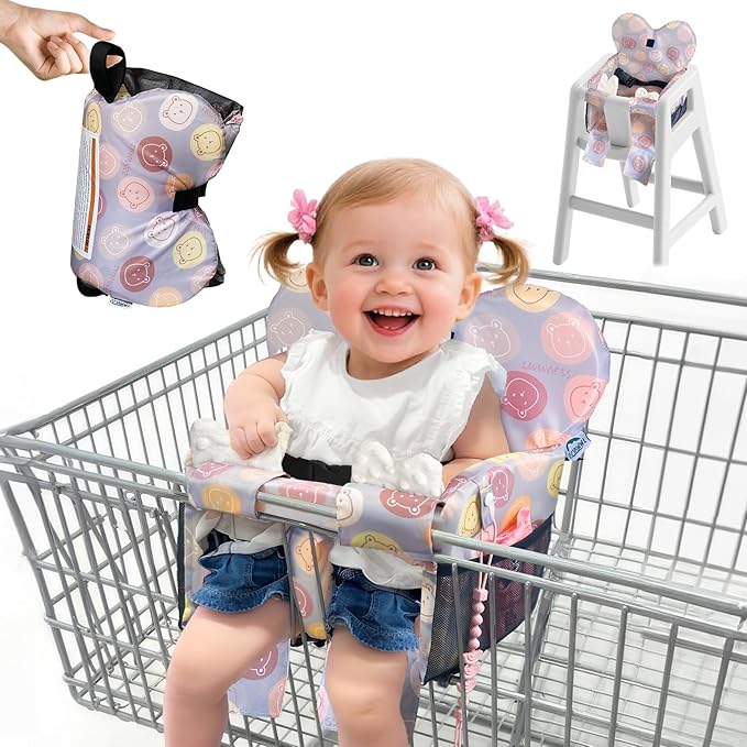 Premium Baby Shopping Cart Cover & High Chair Seat Protector - Universal Fit for Grocery Carts, Restaurant Chairs,Restaurant Seats, and Park Swings-Girl & Boy(Little Bear)